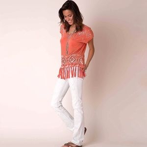 Miss Me Small Orange Tassle Cap Sleeve